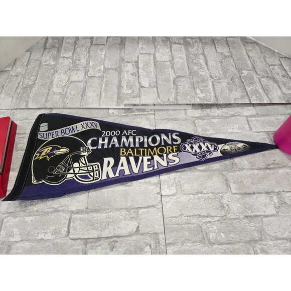 2000 Baltimore Ravens AFC Champions NFL Football Super Bowl XXXV‎ Felt Pennant - Picture 3 of 6